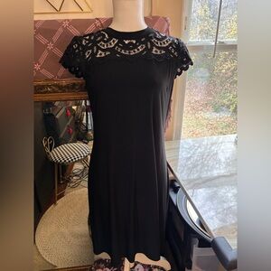 Nine West Black Lace Long Sleeve Dress